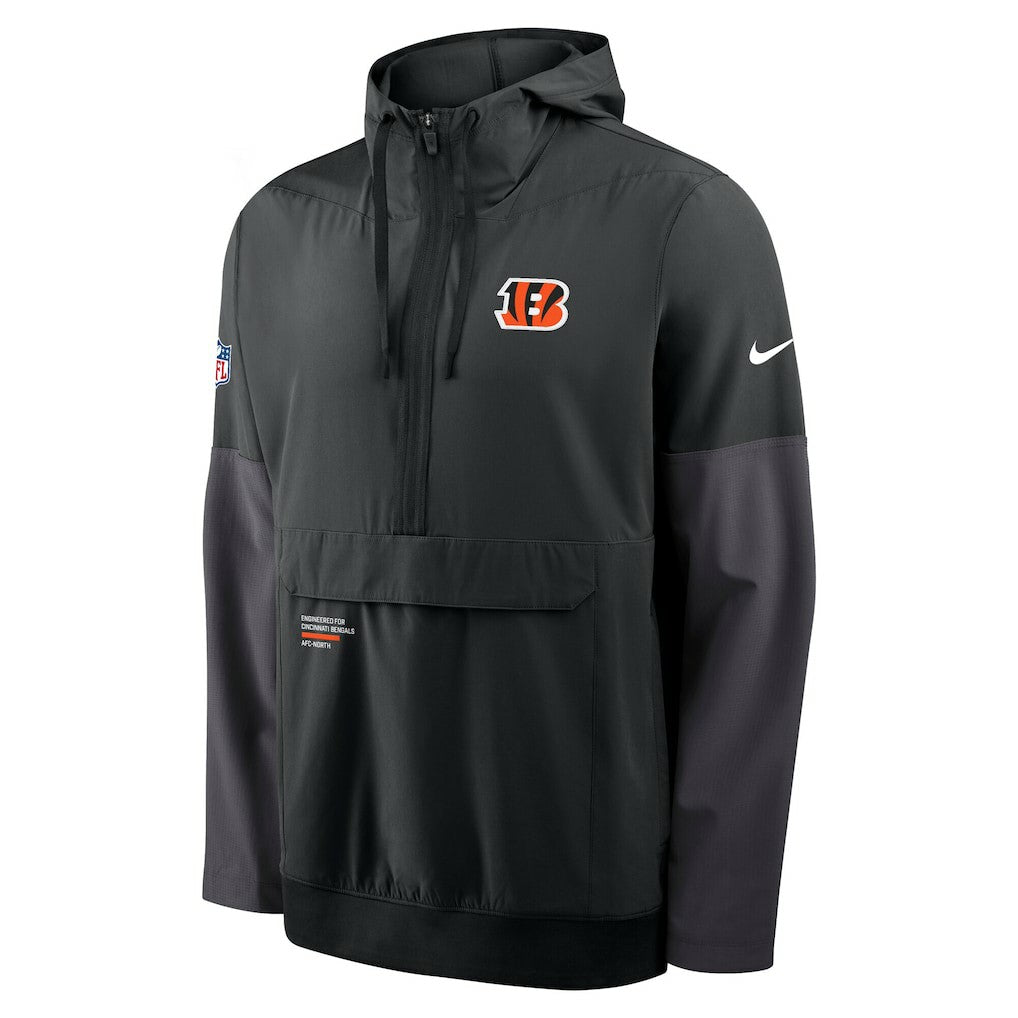 Cincinnati Bengals Sideline Anorak Half-Zip Hoodie Jacket - Black - Nike