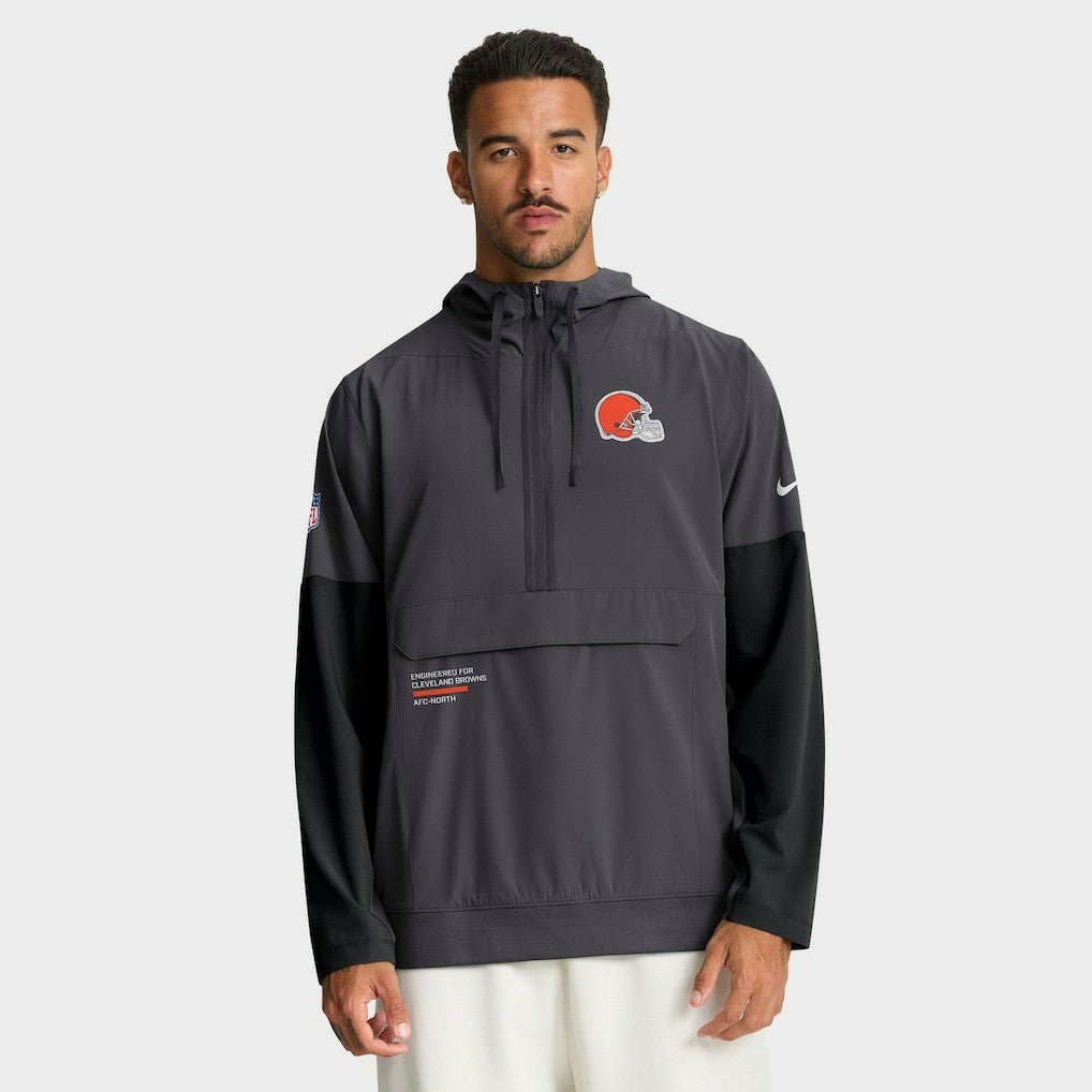 Cleveland Browns Sideline Anorak Half-Zip Hoodie Jacket - Anthracite - Nike