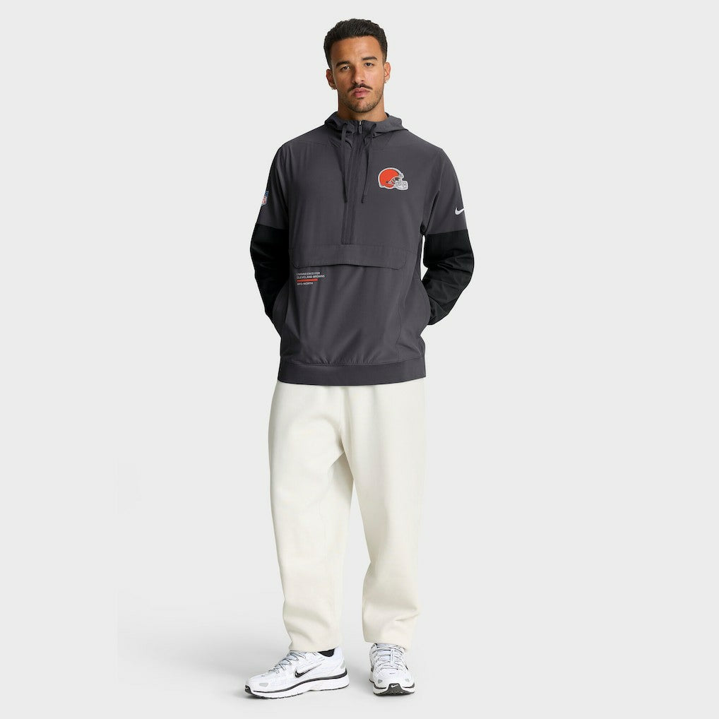 Cleveland Browns Sideline Anorak Half-Zip Hoodie Jacket - Anthracite - Nike