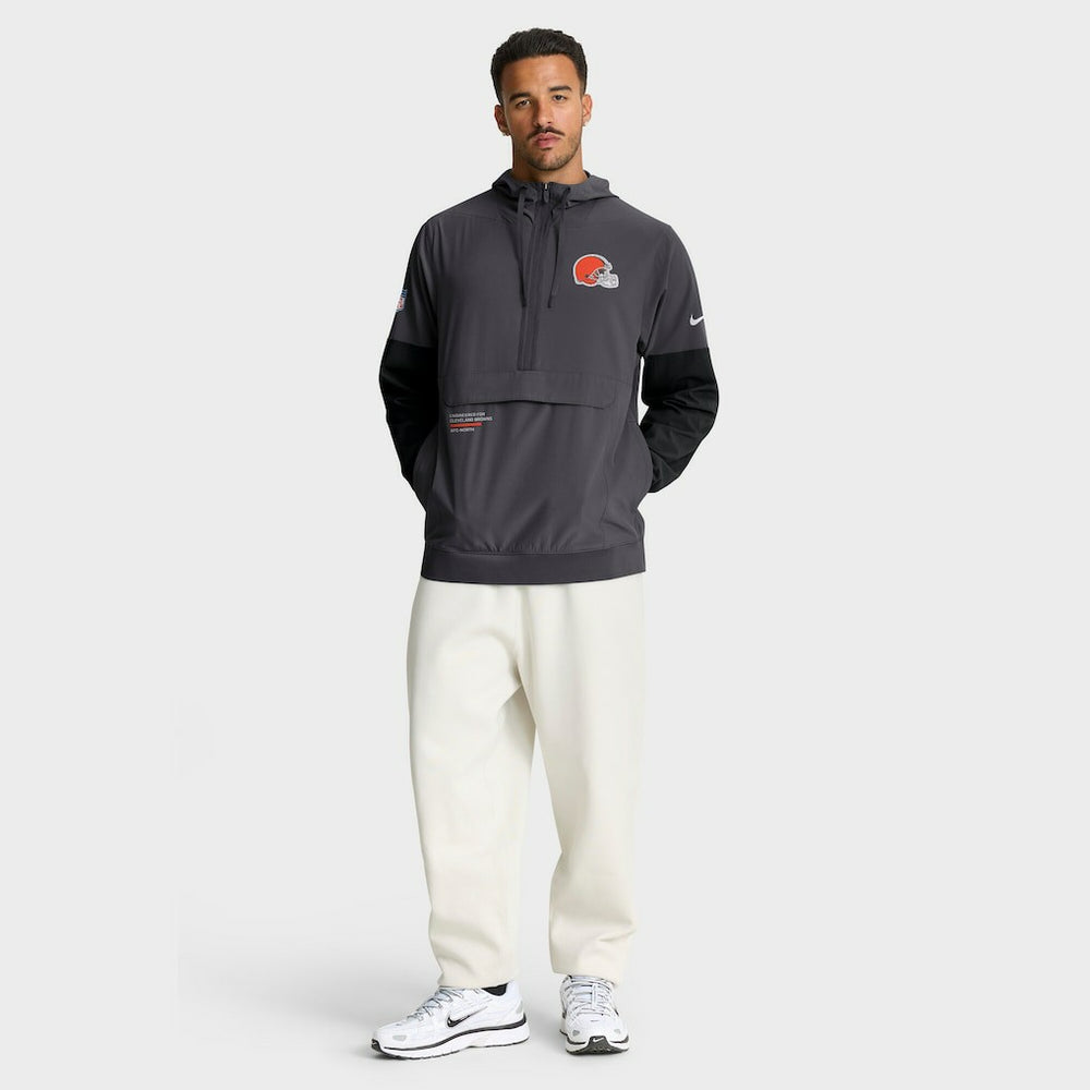 Cleveland Browns Sideline Anorak Half-Zip Hoodie Jacket - Anthracite - Nike