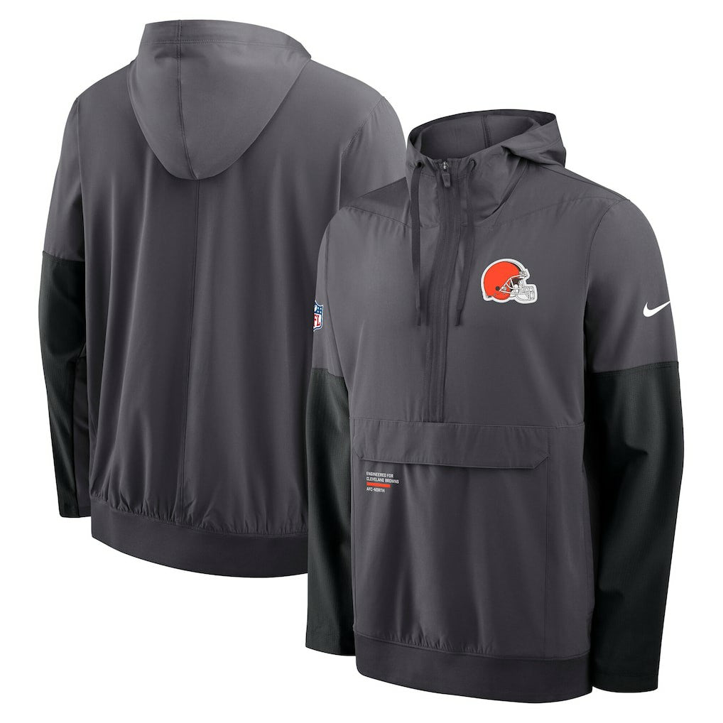 Cleveland Browns Sideline Anorak Half-Zip Hoodie Jacket - Anthracite - Nike