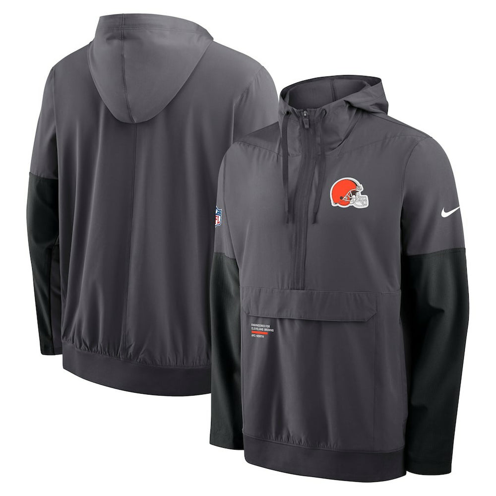 Cleveland Browns Sideline Anorak Half-Zip Hoodie Jacket - Anthracite - Nike