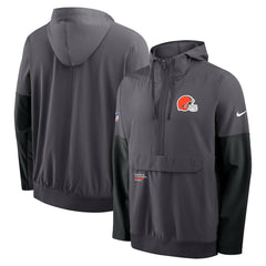 Cleveland Browns Sideline Anorak Half-Zip Hoodie Jacket - Anthracite - Nike