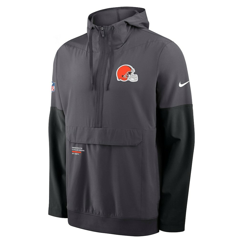 Cleveland Browns Sideline Anorak Half-Zip Hoodie Jacket - Anthracite - Nike