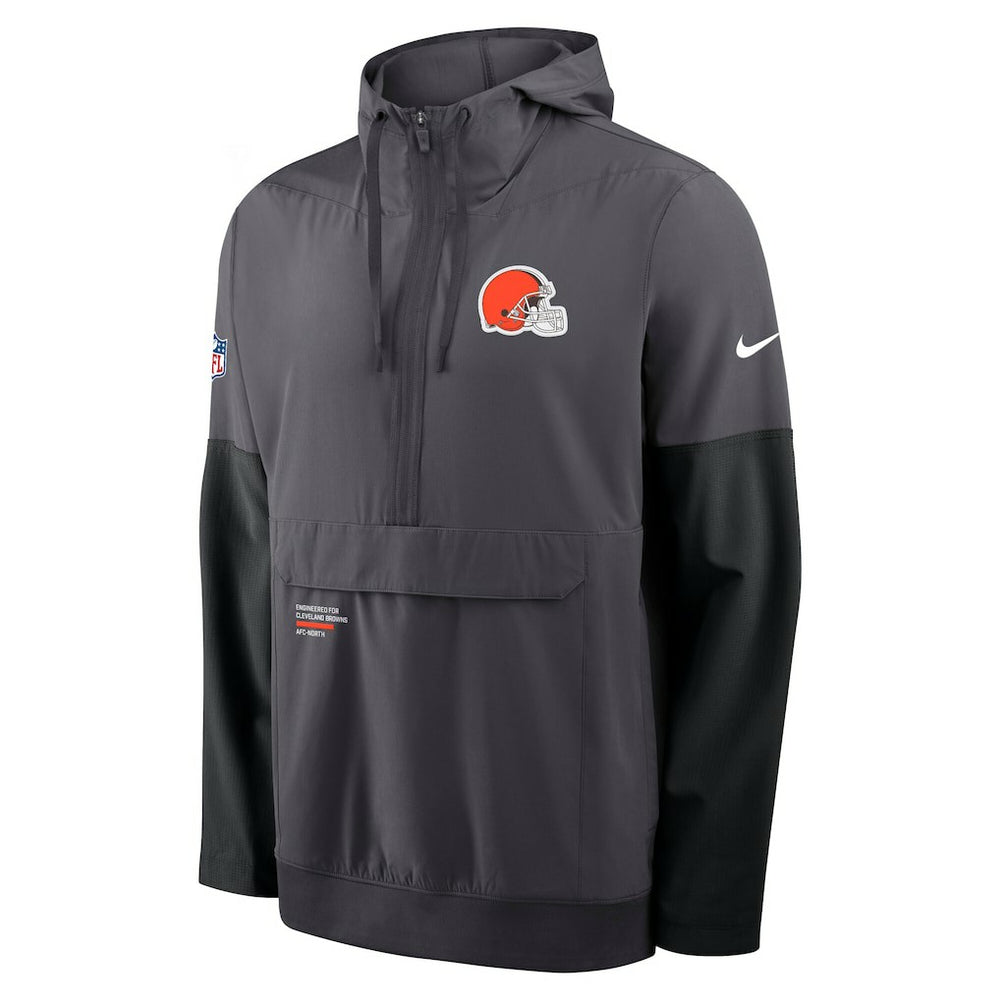 Cleveland Browns Sideline Anorak Half-Zip Hoodie Jacket - Anthracite - Nike