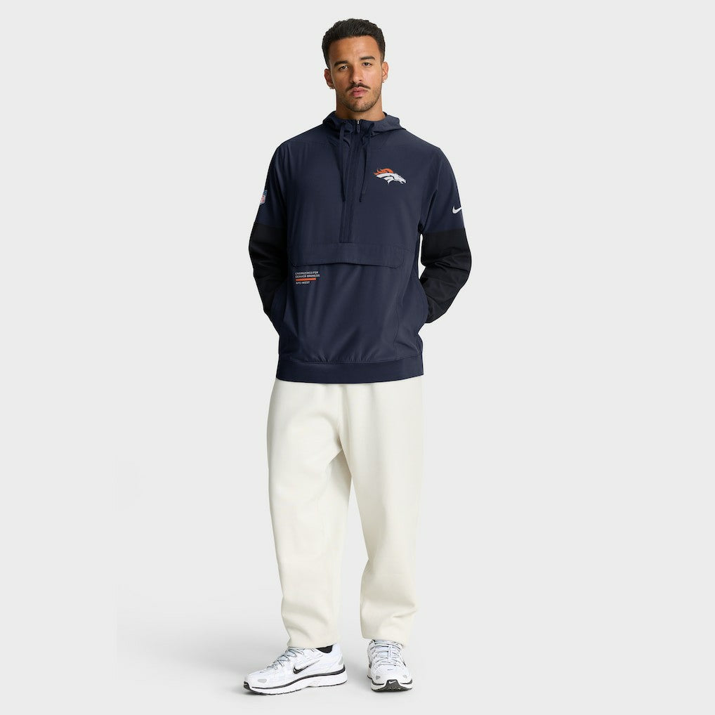Denver Broncos Sideline Anorak Half-Zip Hoodie Jacket - Navy - Nike