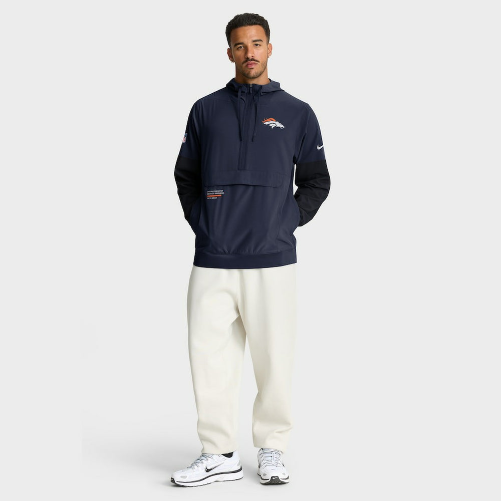Denver Broncos Sideline Anorak Half-Zip Hoodie Jacket - Navy - Nike