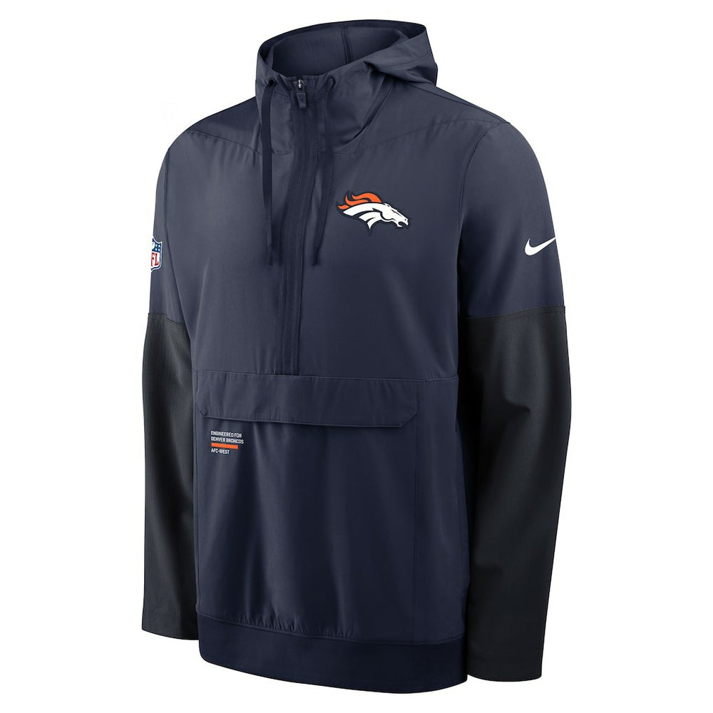 Denver Broncos Sideline Anorak Half-Zip Hoodie Jacket - Navy - Nike