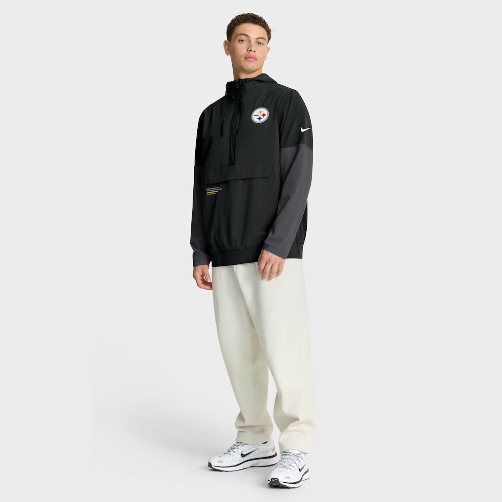 Pittsburgh Steelers Sideline Anorak Half-Zip Hoodie Jacket - Black - Nike
