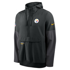 Pittsburgh Steelers Sideline Anorak Half-Zip Hoodie Jacket - Black - Nike