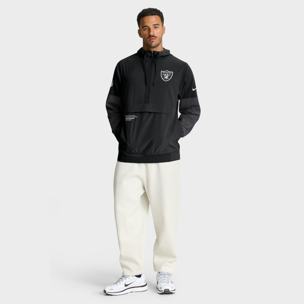 Las Vegas Raiders Sideline Anorak Half-Zip Hoodie Jacket - Black - Nike
