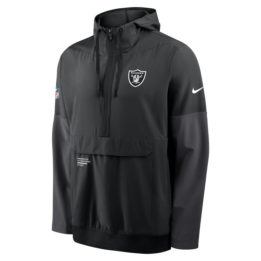 Las Vegas Raiders Sideline Anorak Half-Zip Hoodie Jacket - Black - Nike