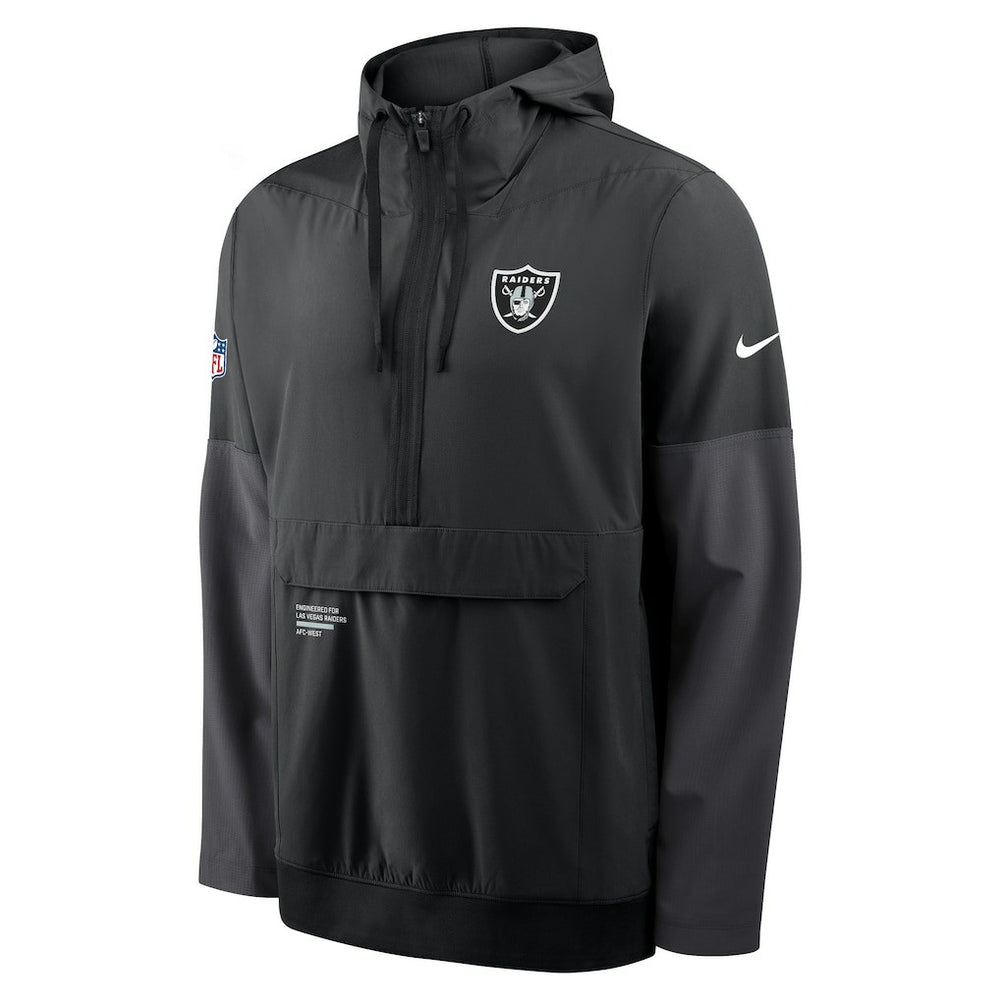 Las Vegas Raiders Sideline Anorak Half-Zip Hoodie Jacket - Black - Nike