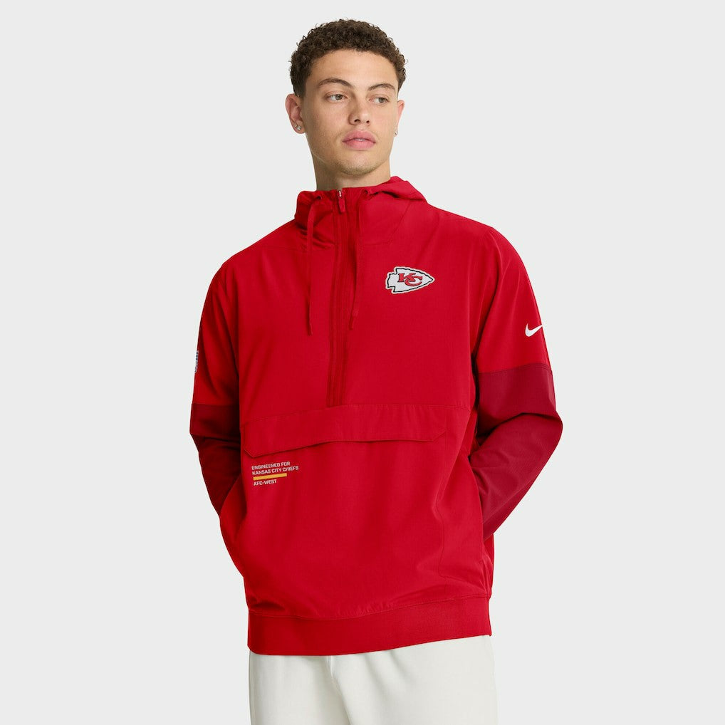 Kansas City Chiefs Sideline Anorak Half-Zip Hoodie Jacket - Red - Nike