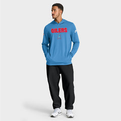 Tennessee Titans Sideline Oilers Throwback Dri-FIT Long Sleeve Hoodie T-Shirt - Light Blue - Nike
