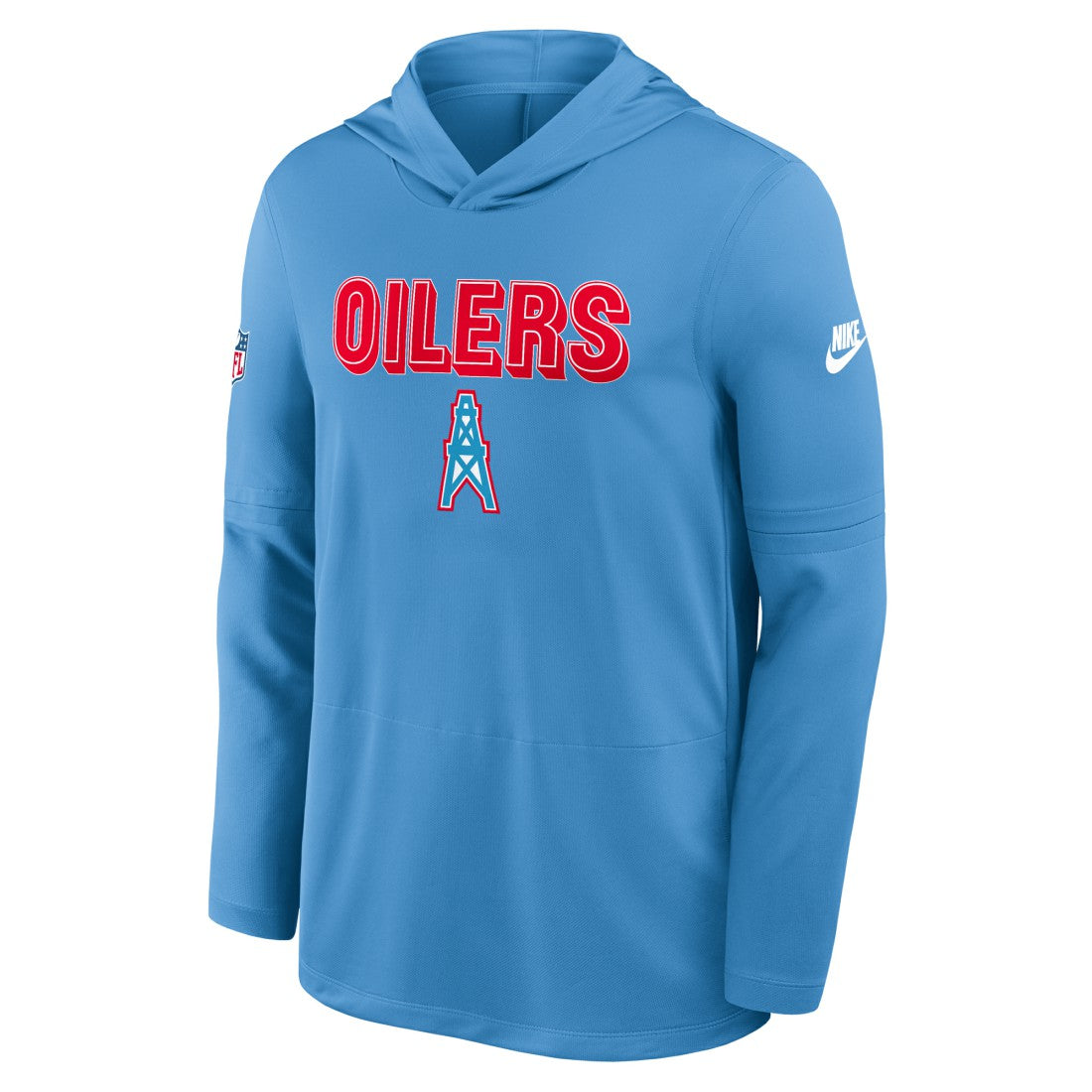Tennessee Titans Sideline Oilers Throwback Dri-FIT Long Sleeve Hoodie T-Shirt - Light Blue - Nike