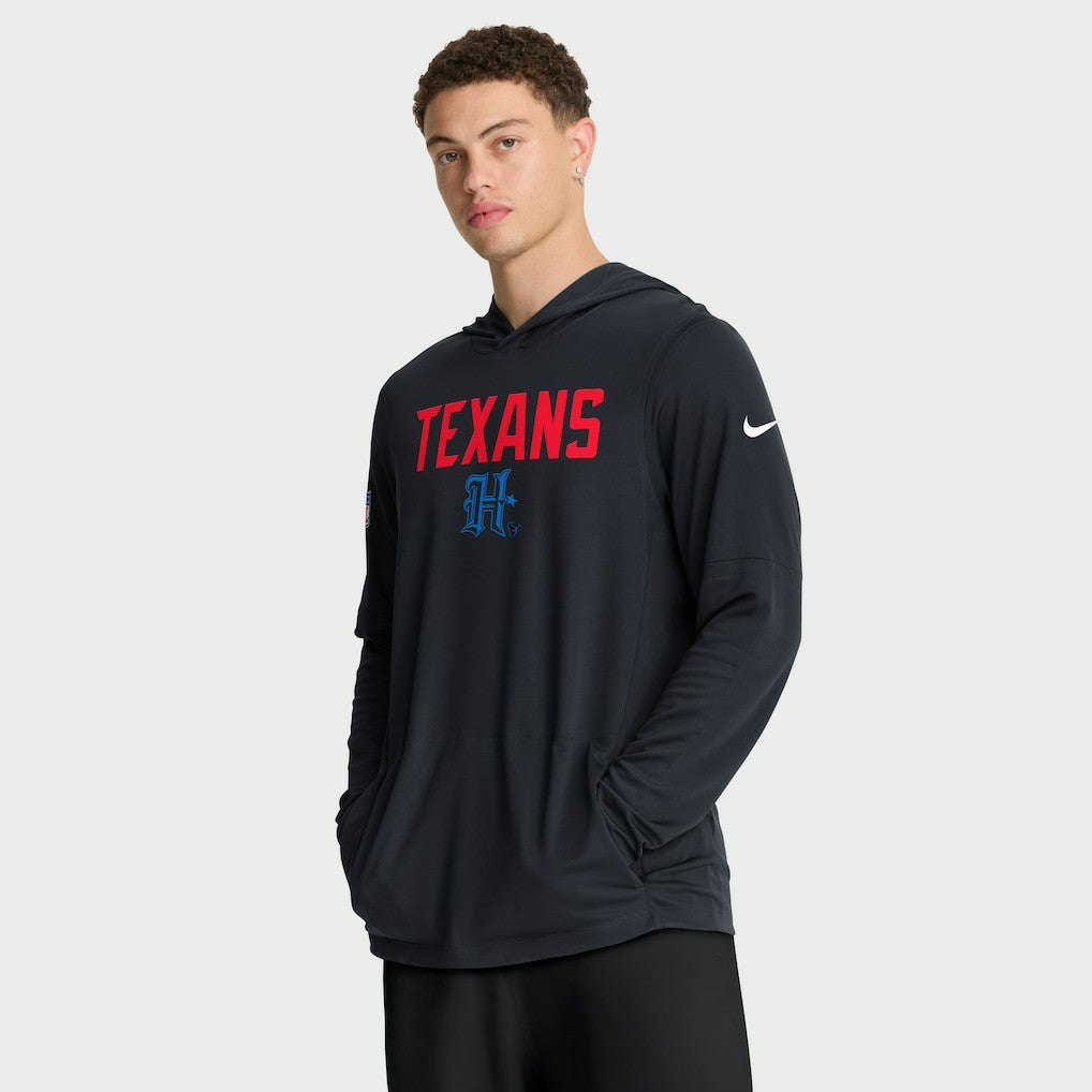 Houston Texans Sideline Pass Accuracy Dri-FIT Long Sleeve Hoodie T-Shirt  - Blue - Nike