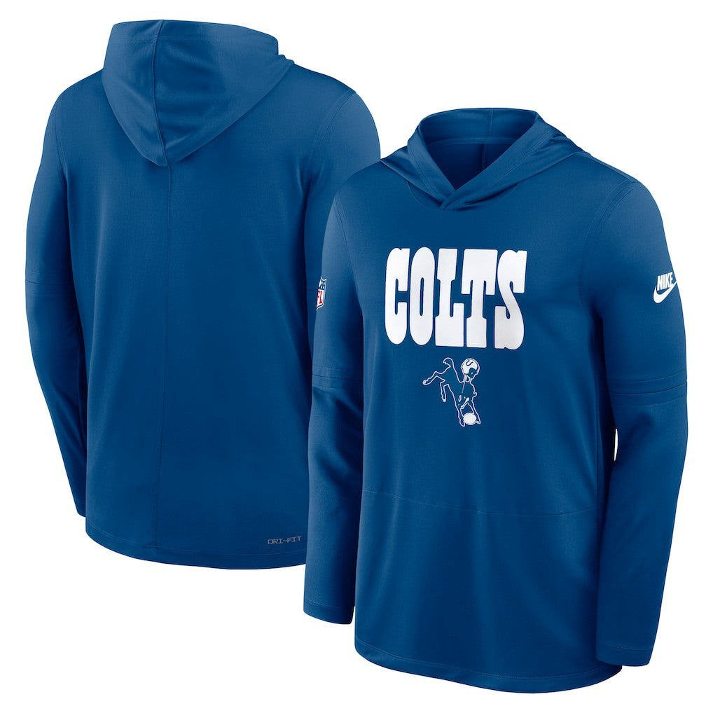Indianapolis Colts Sideline Pass Accuracy Dri-FIT Long Sleeve Hoodie T-Shirt - Royal - Nike