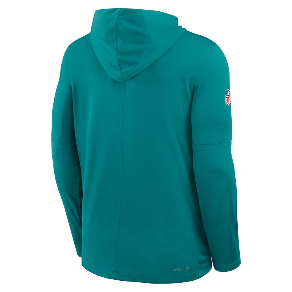 Miami Dolphins Sideline Pass Accuracy Dri-FIT Long Sleeve Hoodie T-Shirt - Aqua - Nike