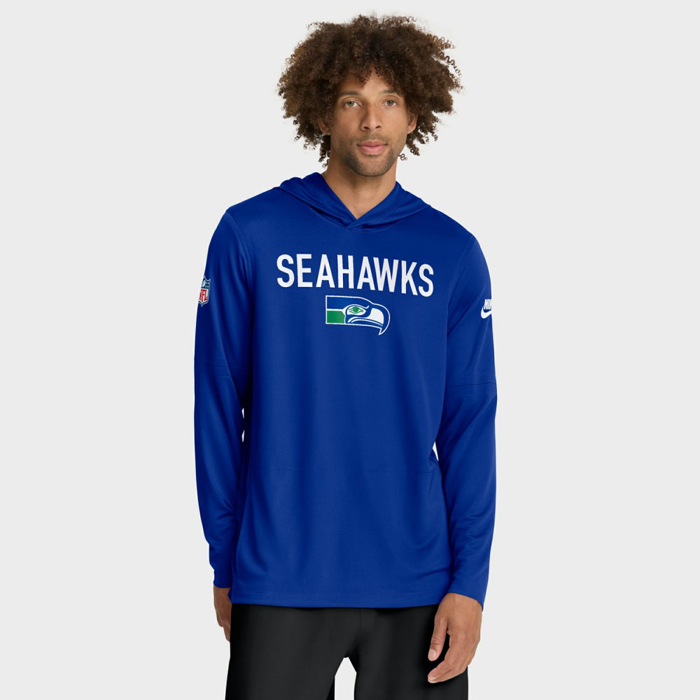 Seattle Seahawks Sideline Pass Accuracy Dri-FIT Long Sleeve Hoodie T-Shirt - Royal - Nike