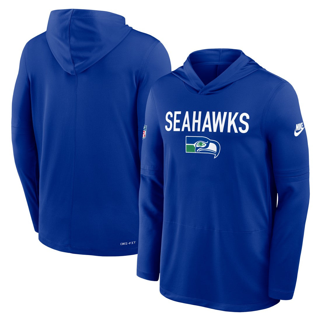 Seattle Seahawks Sideline Pass Accuracy Dri-FIT Long Sleeve Hoodie T-Shirt - Royal - Nike
