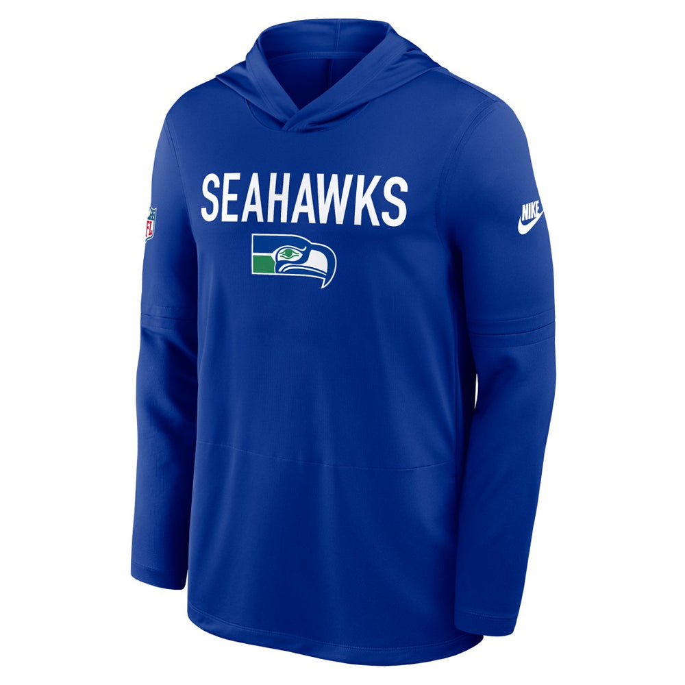 Seattle Seahawks Sideline Pass Accuracy Dri-FIT Long Sleeve Hoodie T-Shirt - Royal - Nike