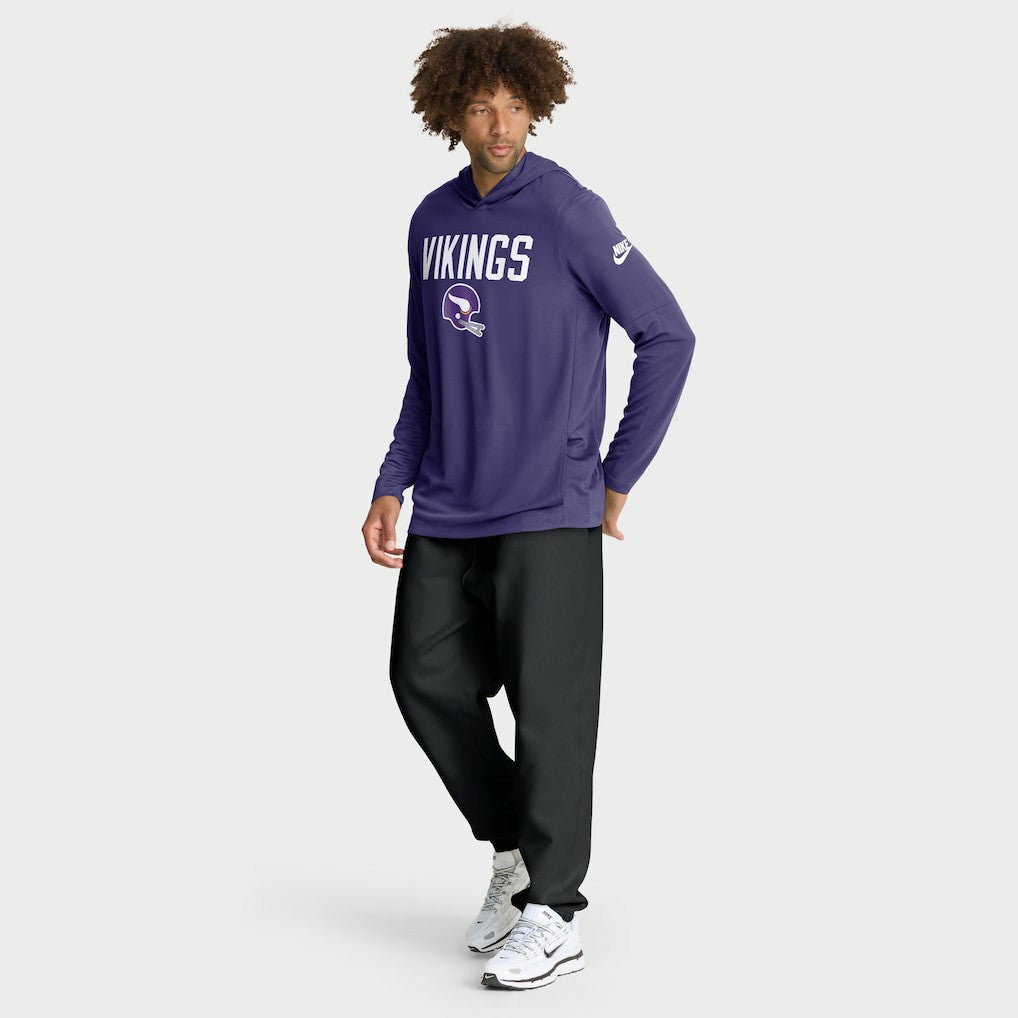 Minnesota Vikings Sideline Pass Accuracy Dri-FIT Long Sleeve Hoodie T-Shirt - Purple - Nike