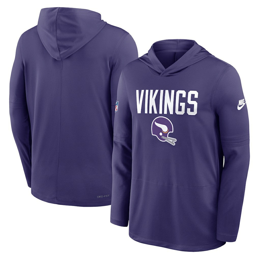 Minnesota Vikings Sideline Pass Accuracy Dri-FIT Long Sleeve Hoodie T-Shirt - Purple - Nike