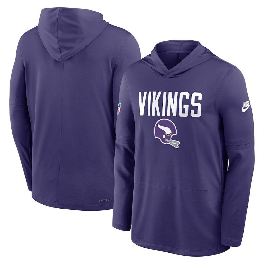 Minnesota Vikings Sideline Pass Accuracy Dri-FIT Long Sleeve Hoodie T-Shirt - Purple - Nike