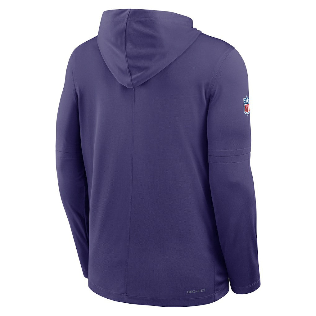 Minnesota Vikings Sideline Pass Accuracy Dri-FIT Long Sleeve Hoodie T-Shirt - Purple - Nike