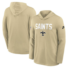 New Orleans Saints Sideline Pass Accuracy Dri-FIT Long Sleeve Hoodie T-Shirt - Gold - Nike