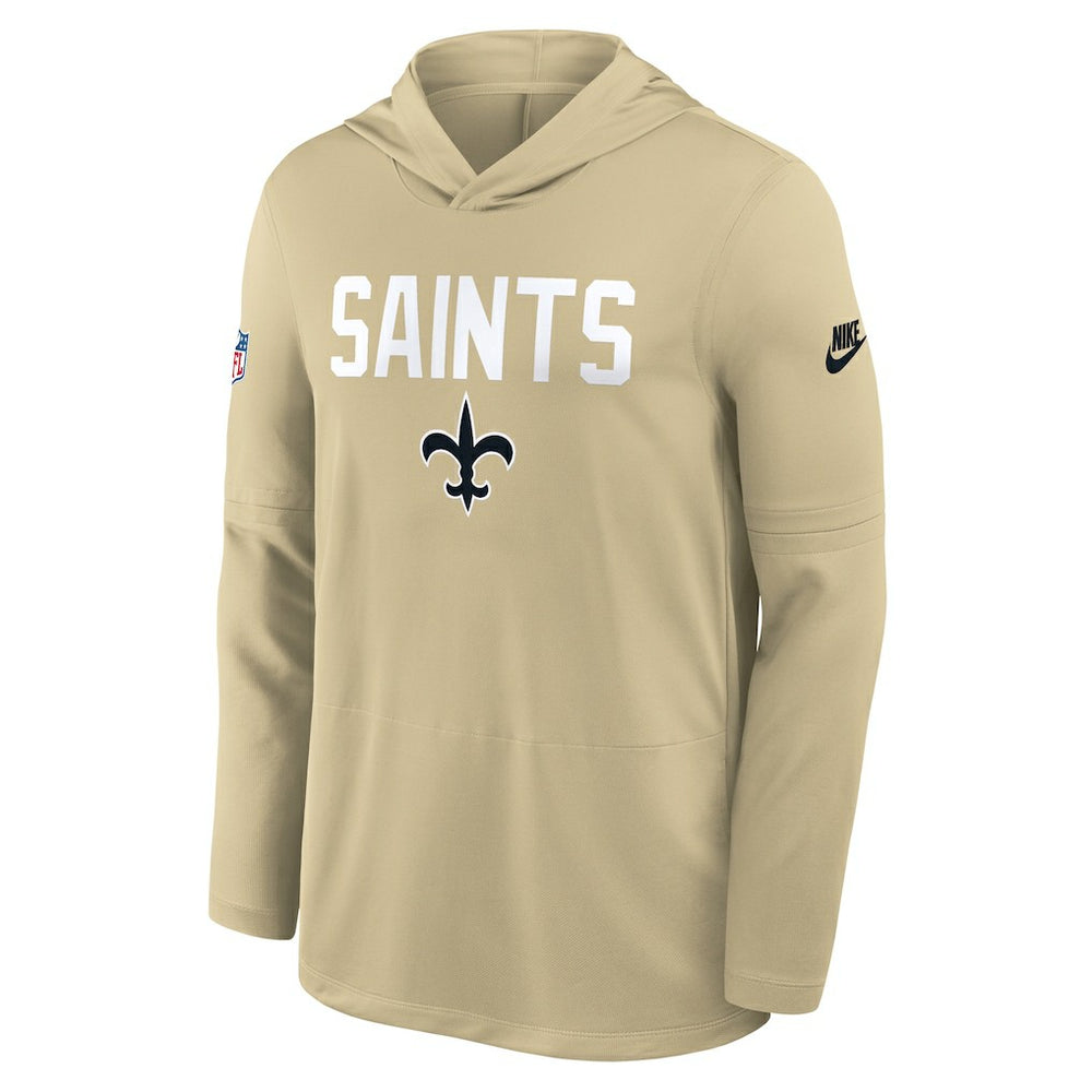 New Orleans Saints Sideline Pass Accuracy Dri-FIT Long Sleeve Hoodie T-Shirt - Gold - Nike