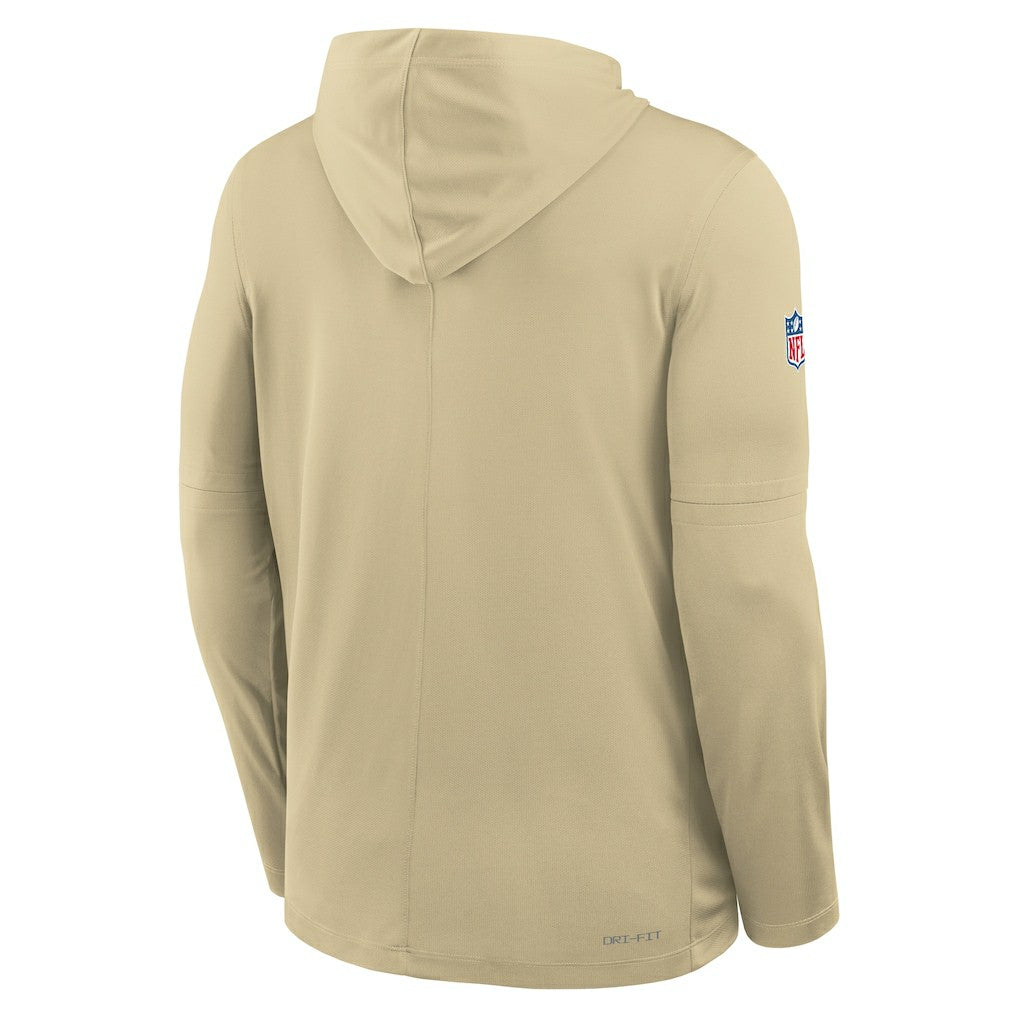 New Orleans Saints Sideline Pass Accuracy Dri-FIT Long Sleeve Hoodie T-Shirt - Gold - Nike