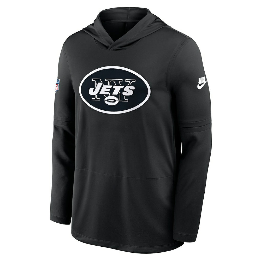 New York Jets Sideline Pass Accuracy Dri-FIT Long Sleeve Hoodie T-Shirt - Black - Nike