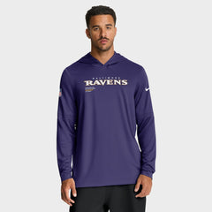 Baltimore Ravens Sideline Pure Fury Performance Long Sleeve Hoodie T-Shirt - Purple - Nike