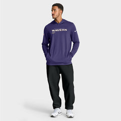 Baltimore Ravens Sideline Pure Fury Performance Long Sleeve Hoodie T-Shirt - Purple - Nike