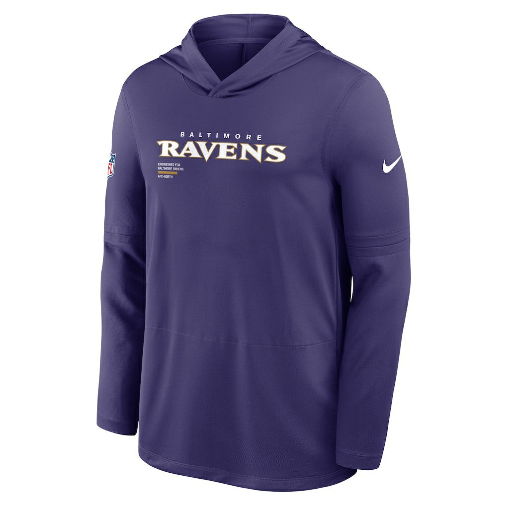 Baltimore Ravens Sideline Pure Fury Performance Long Sleeve Hoodie T-Shirt - Purple - Nike