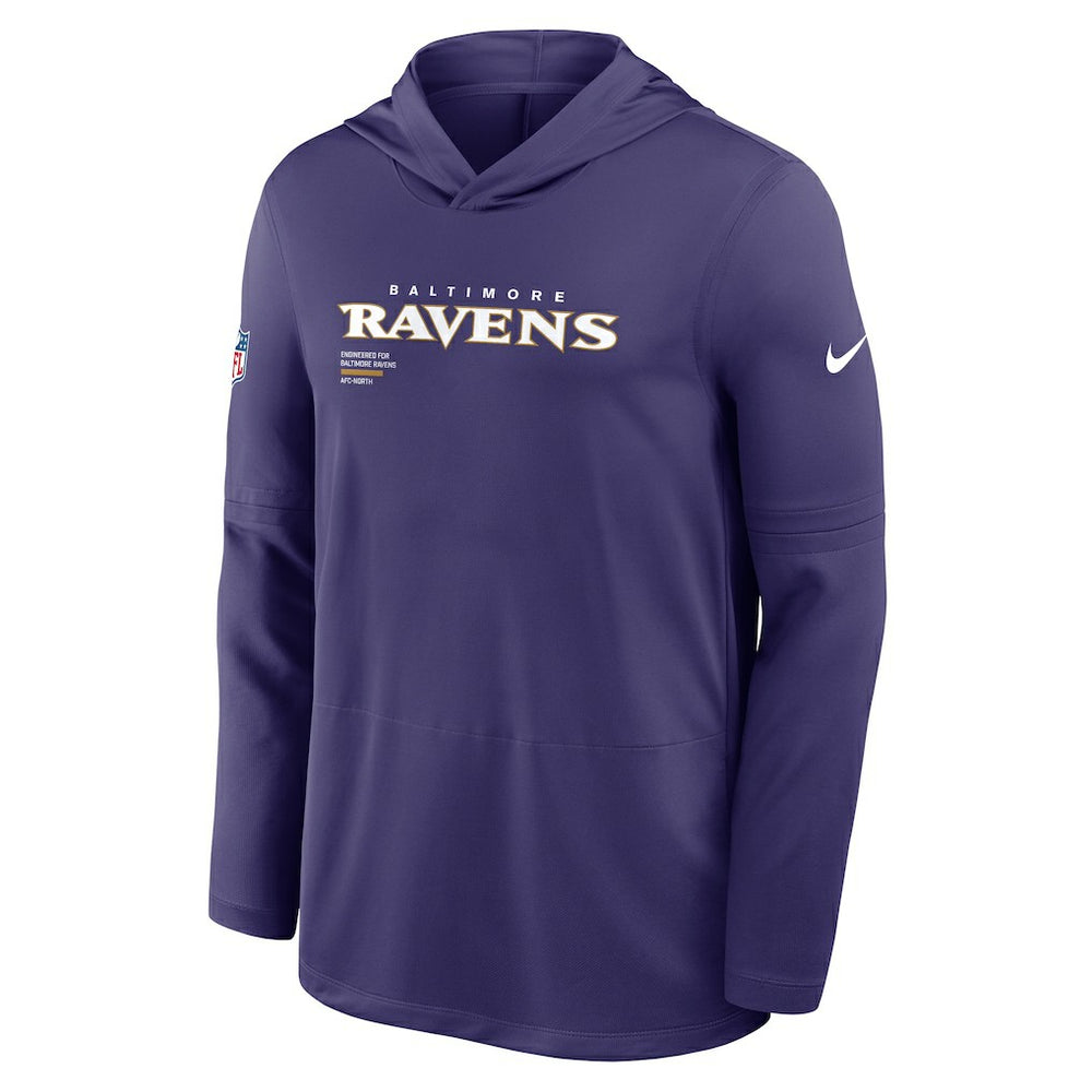 Baltimore Ravens Sideline Pure Fury Performance Long Sleeve Hoodie T-Shirt - Purple - Nike
