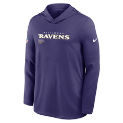 Baltimore Ravens Sideline Pure Fury Performance Long Sleeve Hoodie T-Shirt - Purple - Nike