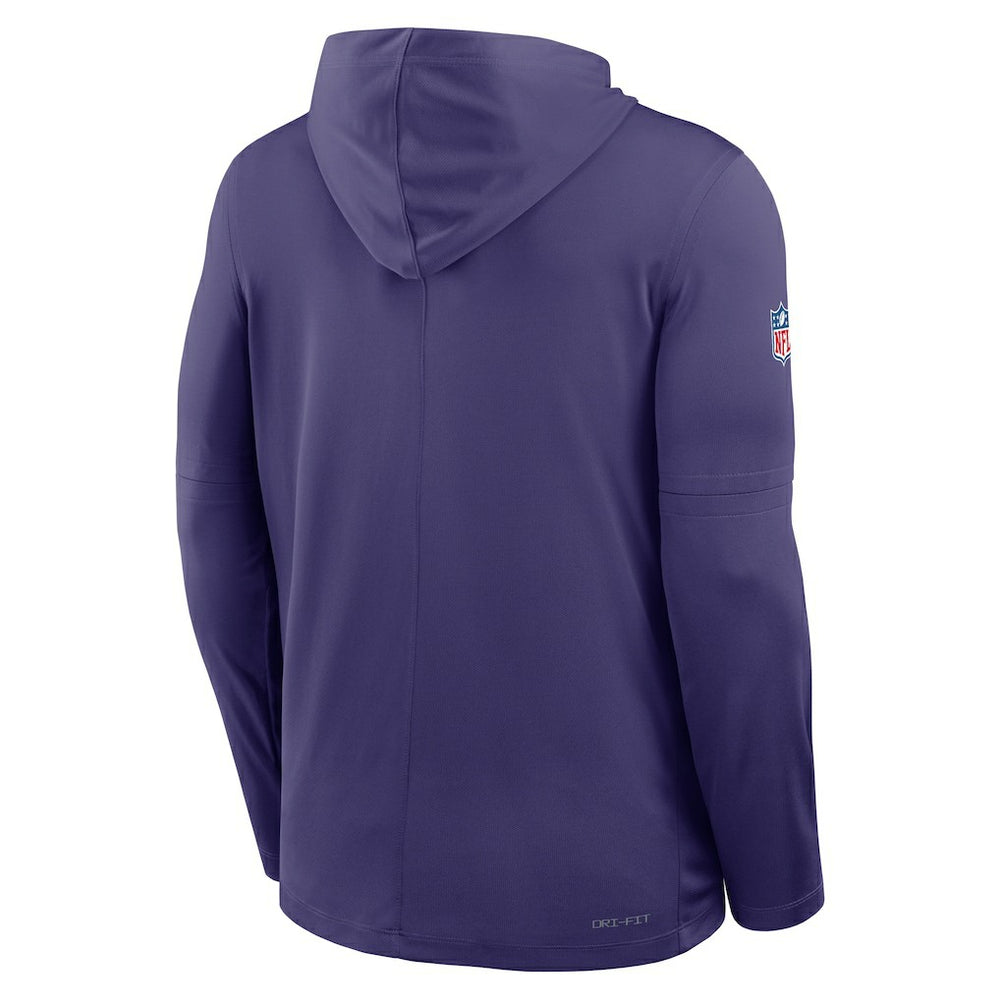 Baltimore Ravens Sideline Pure Fury Performance Long Sleeve Hoodie T-Shirt - Purple - Nike