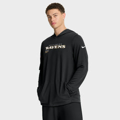 Baltimore Ravens Sideline Pure Fury Performance Long Sleeve Hoodie T-Shirt - Black - Nike