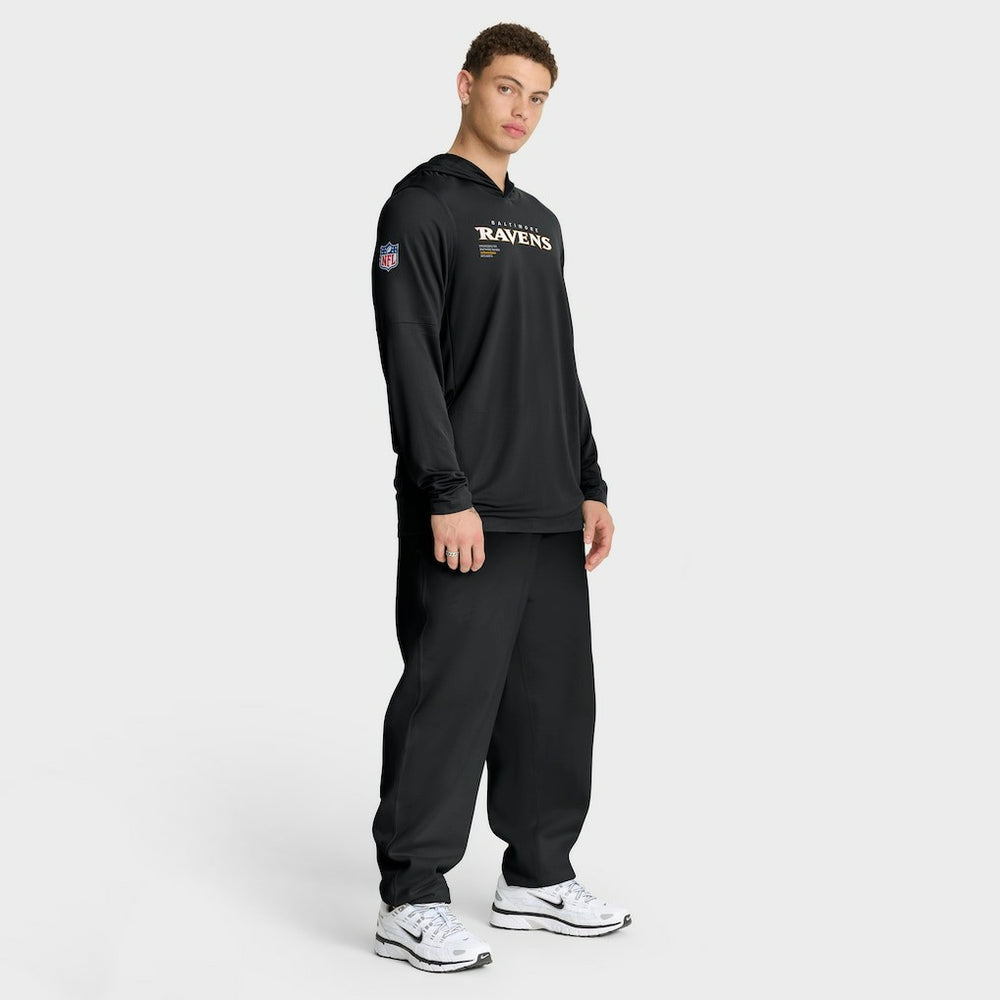 Baltimore Ravens Sideline Pure Fury Performance Long Sleeve Hoodie T-Shirt - Black - Nike