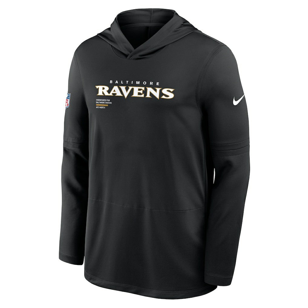 Baltimore Ravens Sideline Pure Fury Performance Long Sleeve Hoodie T-Shirt - Black - Nike