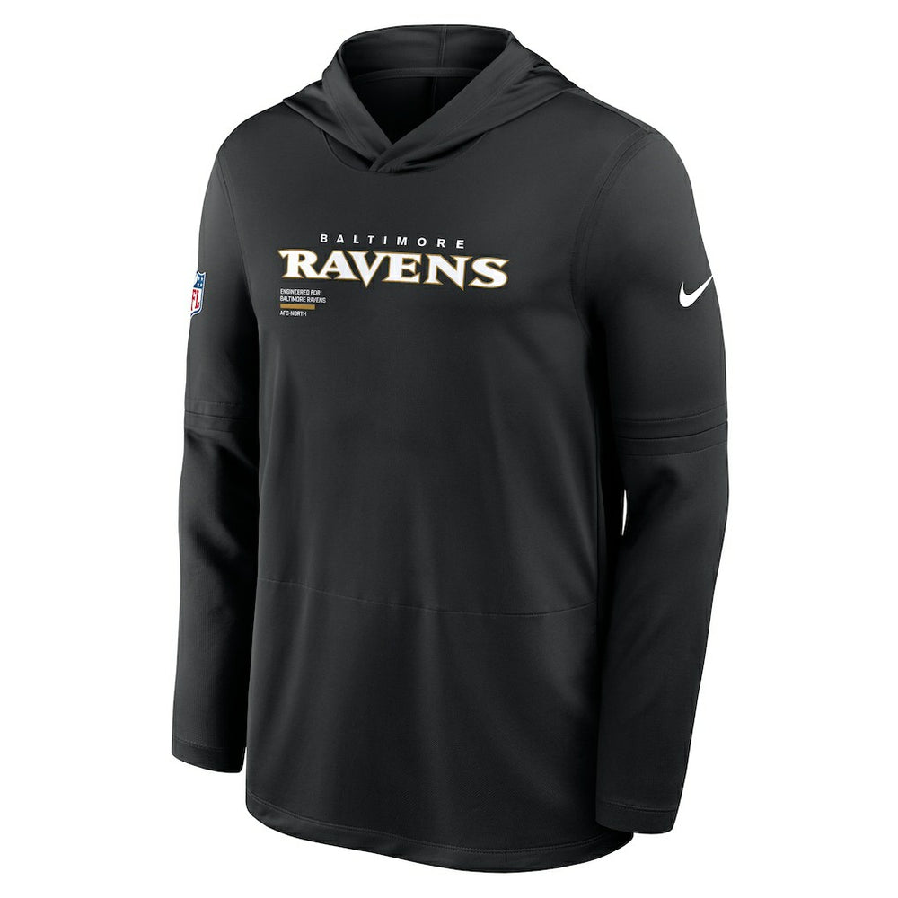 Baltimore Ravens Sideline Pure Fury Performance Long Sleeve Hoodie T-Shirt - Black - Nike