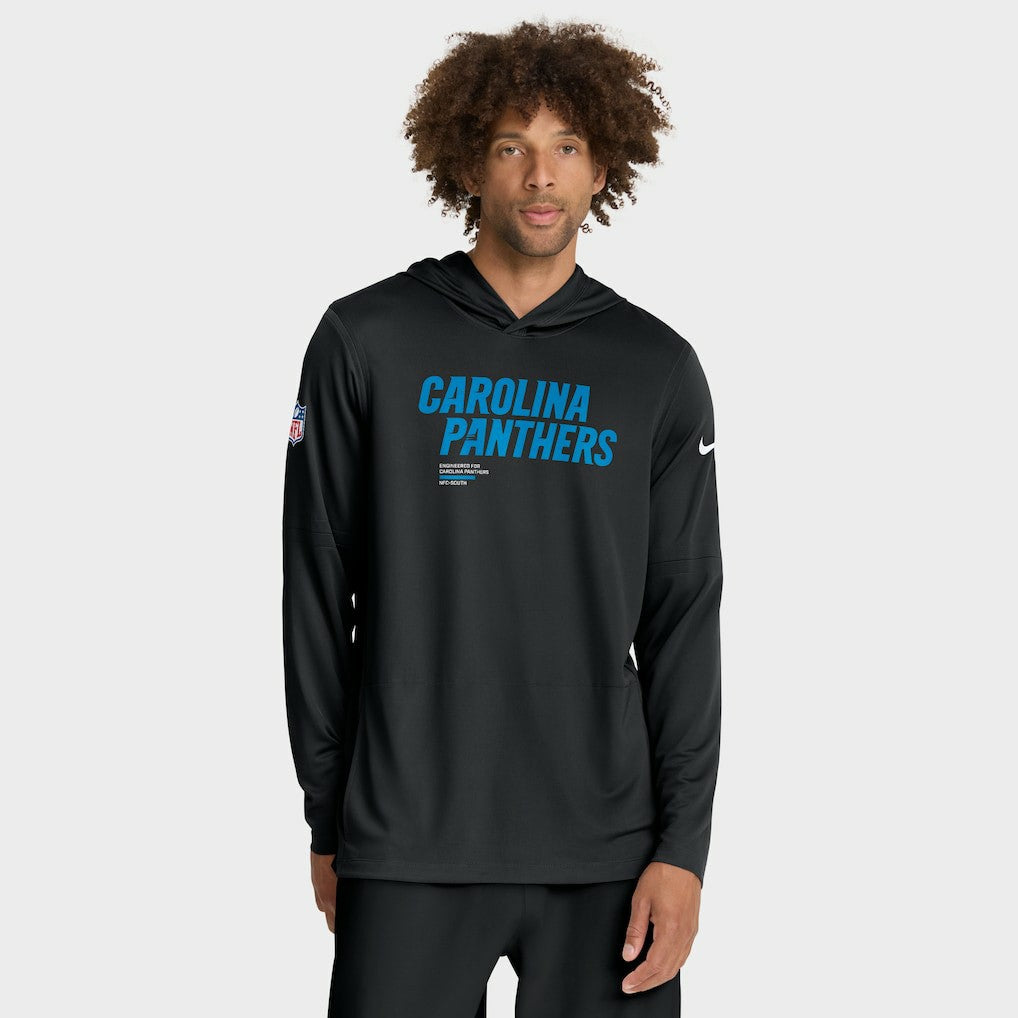 Carolina Panthers Sideline Pure Fury Performance Long Sleeve Hoodie T-Shirt - Black - Nike