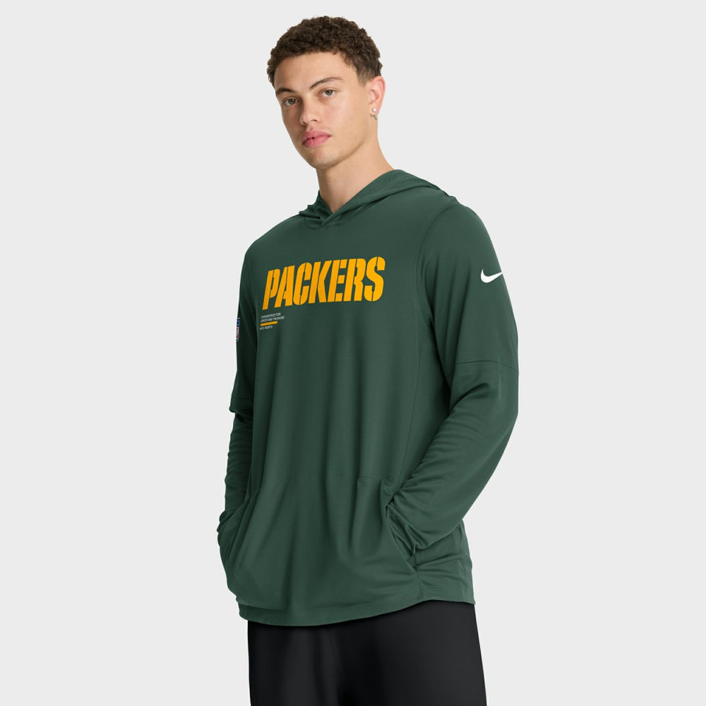 Green Bay Packers Sideline Pure Fury Performance Long Sleeve Hoodie T-Shirt - Green - Nike