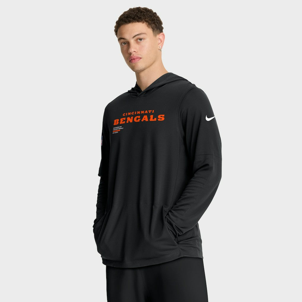 Cincinnati Bengals Sideline Pure Fury Performance Long Sleeve Hoodie T-Shirt - Black - Nike