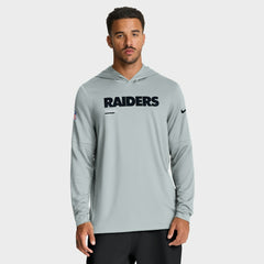 Las Vegas Raiders Sideline Pure Fury Performance Long Sleeve Hoodie T-Shirt - Silver - Nike
