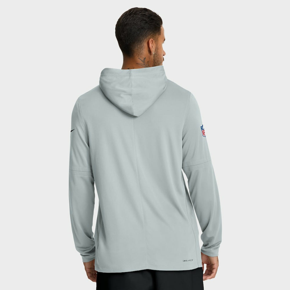 Las Vegas Raiders Sideline Pure Fury Performance Long Sleeve Hoodie T-Shirt - Silver - Nike