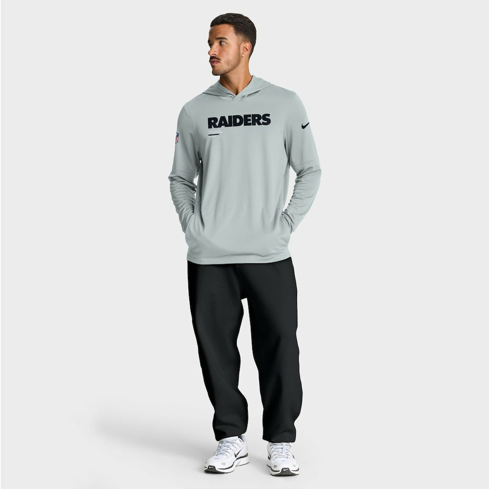 Las Vegas Raiders Sideline Pure Fury Performance Long Sleeve Hoodie T-Shirt - Silver - Nike